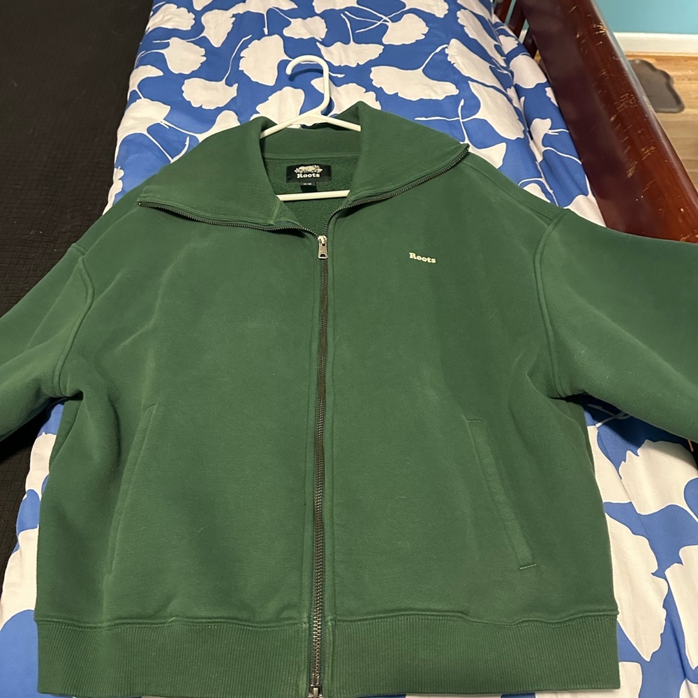 Roots Green double zipper full zip hoodie